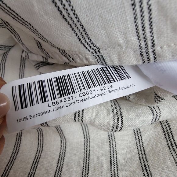 NWT Quince 100% European Linen Shirt Dress, Oatmeal +  Black Stripe, XS - Picture 9 of 11